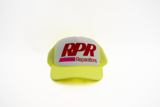 neon yellow trucker hat
RPR Reparations mesh cap
magenta underline hat
highlighter yellow snapback
bold color RPR hat
red logo mesh hat
statement trucker cap
unisex yellow trucker
RPR streetwear
bright yellow foam front hat