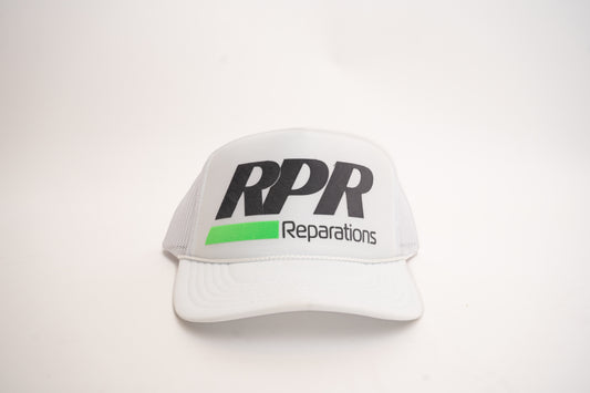 white and black trucker hat
neon green detail cap
RPR Reparations snapback
bold streetwear hat
unisex mesh trucker
foam front cap
statement logo hat
white mesh snapback
breathable summer cap
trucker with green accent