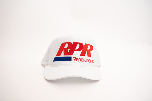 white RPR trucker hat
red logo mesh cap
blue underline snapback
RPR Reparations merch
OG RPR trucker
white foam front hat
unisex mesh hat
adjustable snapback cap
minimalist trucker hat
RPR streetwear hat