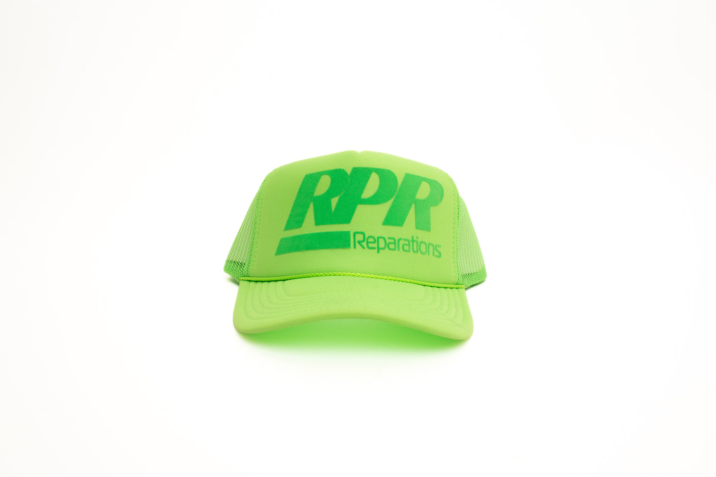 neon green monochrome trucker hat

green RPR logo cap

tonal mesh back snapback

unisex minimal streetwear cap

RPR Reparations foam front hat

green-on-green trucker

breathable summer mesh cap

structured snapback

one-color logo hat

bold neon mesh cap