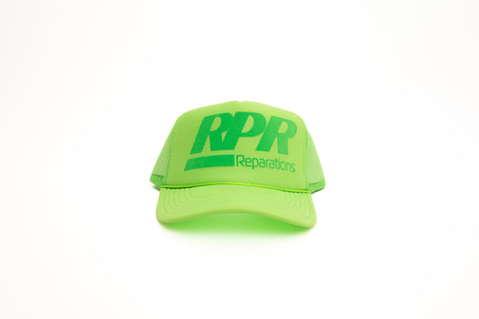 neon green monochrome trucker hat

green RPR logo cap

tonal mesh back snapback

unisex minimal streetwear cap

RPR Reparations foam front hat

green-on-green trucker

breathable summer mesh cap

structured snapback

one-color logo hat

bold neon mesh cap