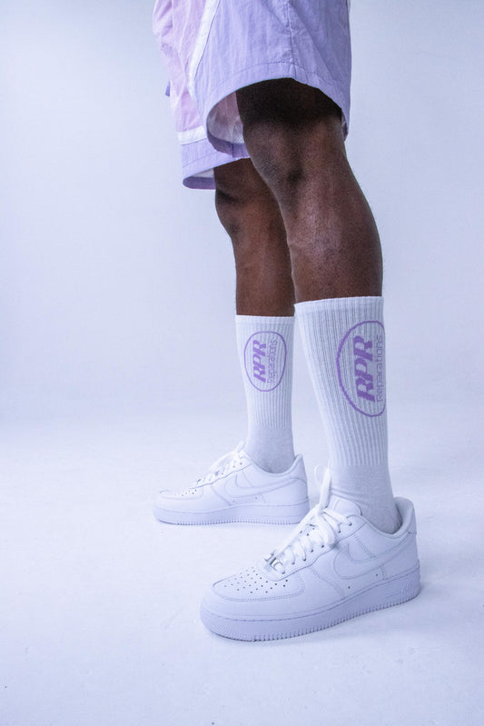 White crew socks with magenta RPR logo, styled with white sneakers and pink shorts – unisex everyday streetwear.

white crew socks

logo socks unisex

pink lemonade socks

magenta embroidered socks

casual streetwear socks

cotton blend socks

everyday essentials socks

socks with logo design

sporty lifestyle socks

one size crew socks
