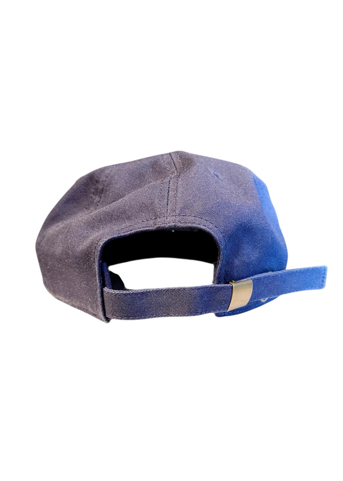 Blue and gray cap on a white background